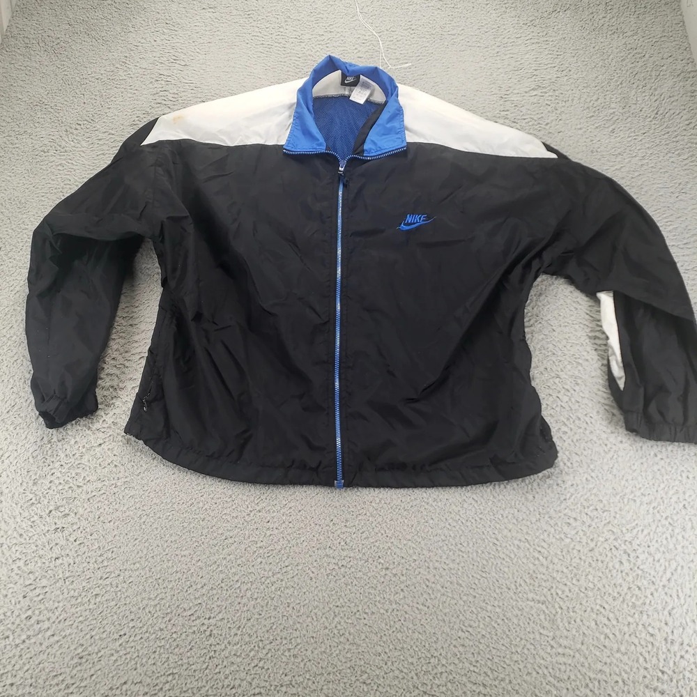 Nike Shirt Mens Large Black Wind Breaker Caped Full Zip Retro Running‎ Training